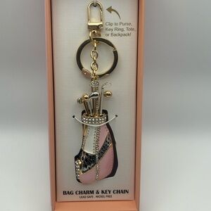 Gold & Pink Golf Bag Charm/Key Chain